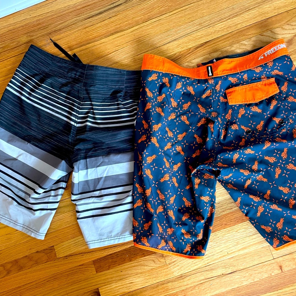 Two mens board shorts